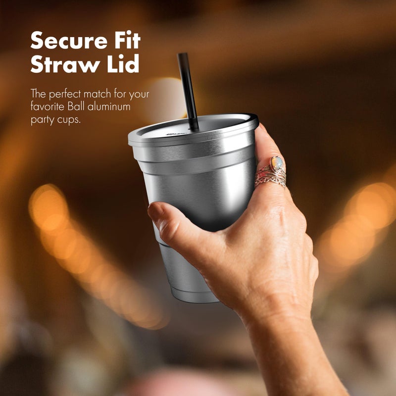 Gevoli 30-Pack Aluminum Lids with Straw Hole, Compatible with Ball Top Cup Party Cups (16oz Size Only) Cups Sold Separately - Image 4